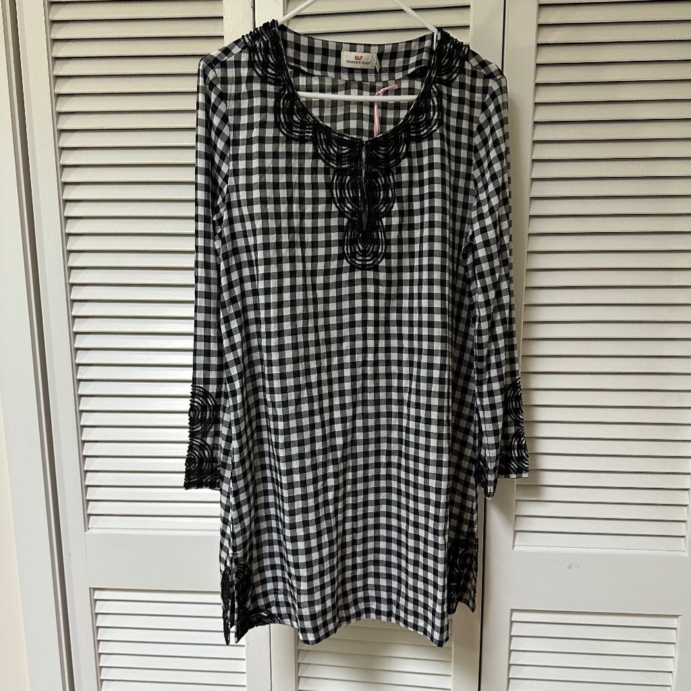 Vineyard Vines Beaded Gingham Check Beach Pool Coverup Dress Medium